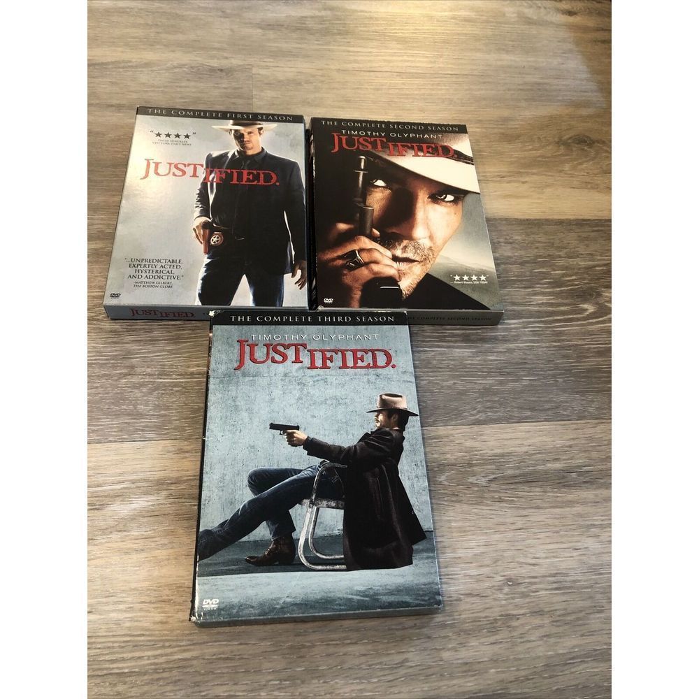 Justified - FX TV Series: Seasons 1-2-3- DVD set.